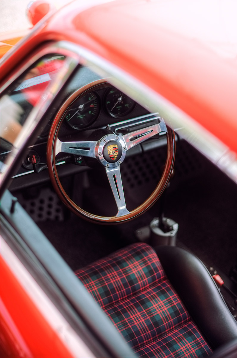 Classic red Tartan Plaid Porsche Sport Seats