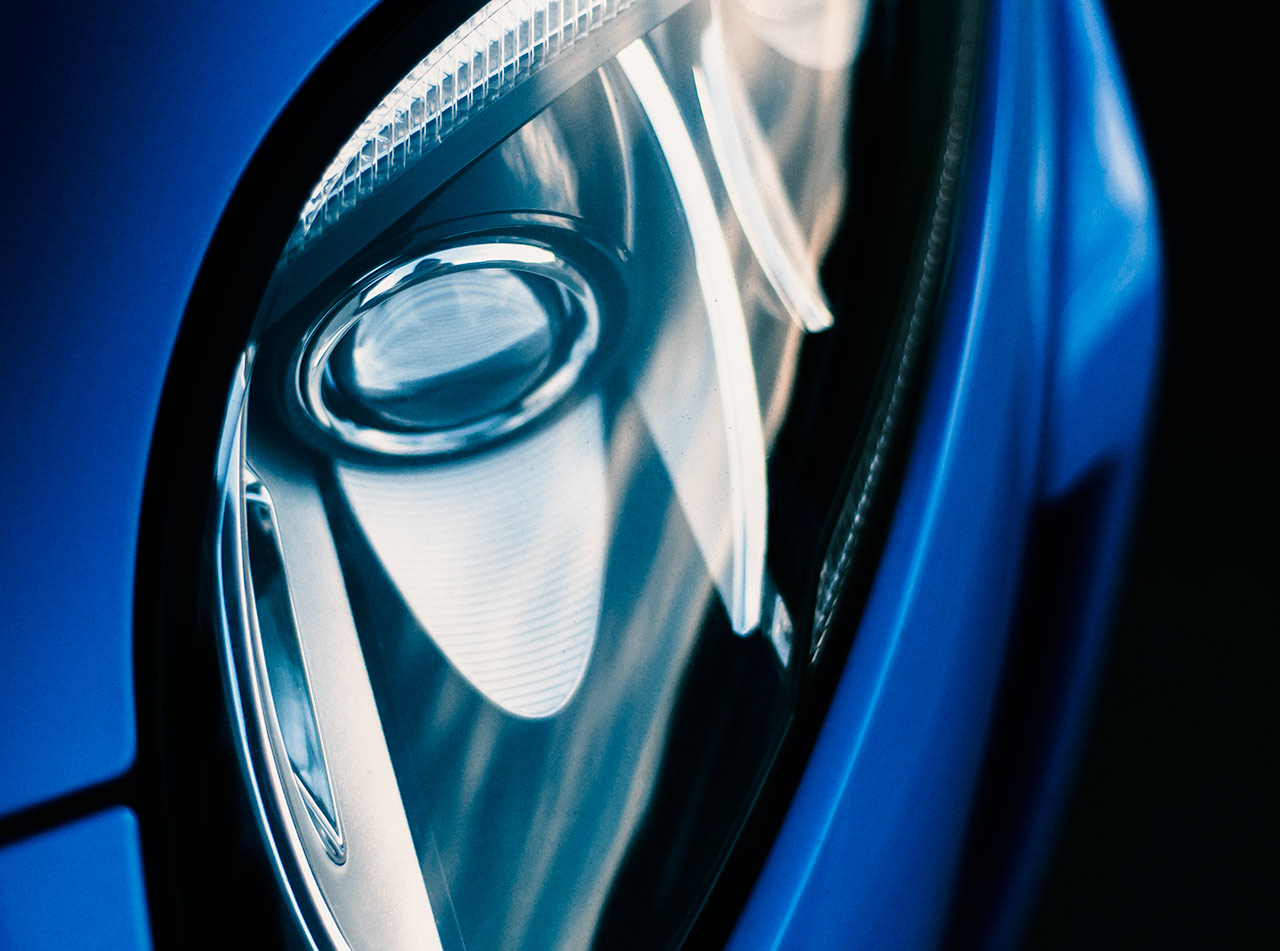 French Blue supercharged V8 Jaguar XKR-S headlight