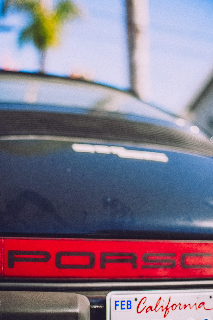 Air-cooled Porsche 911 parked near the ocean in Newport Beach, California